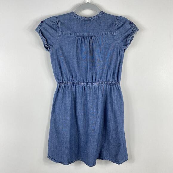 OshKosh B'Gosh Girls Size 7 Ruffle Detail Denim Dress Blue 100% Cotton - Picture 2 of 4